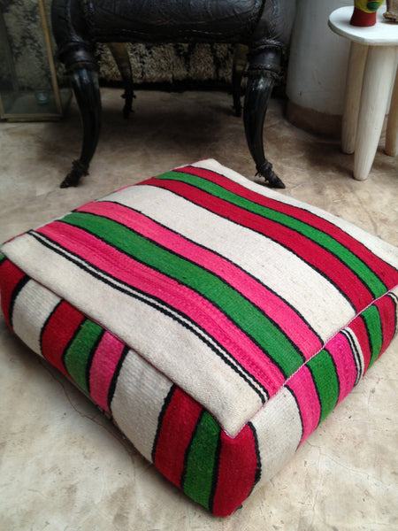 Moroccan vintage kilim pouf